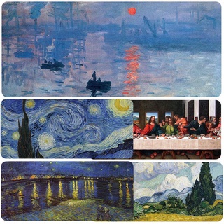 ⚡mousepad Van Gogh ภาพวาดสีน้ำมันแผ่นรองเมาส์ขนาดใหญ่บุคลิกภาพ creative art retro Da Vinci Monet Bicassoโต๊ะ padขนาดใหญ่