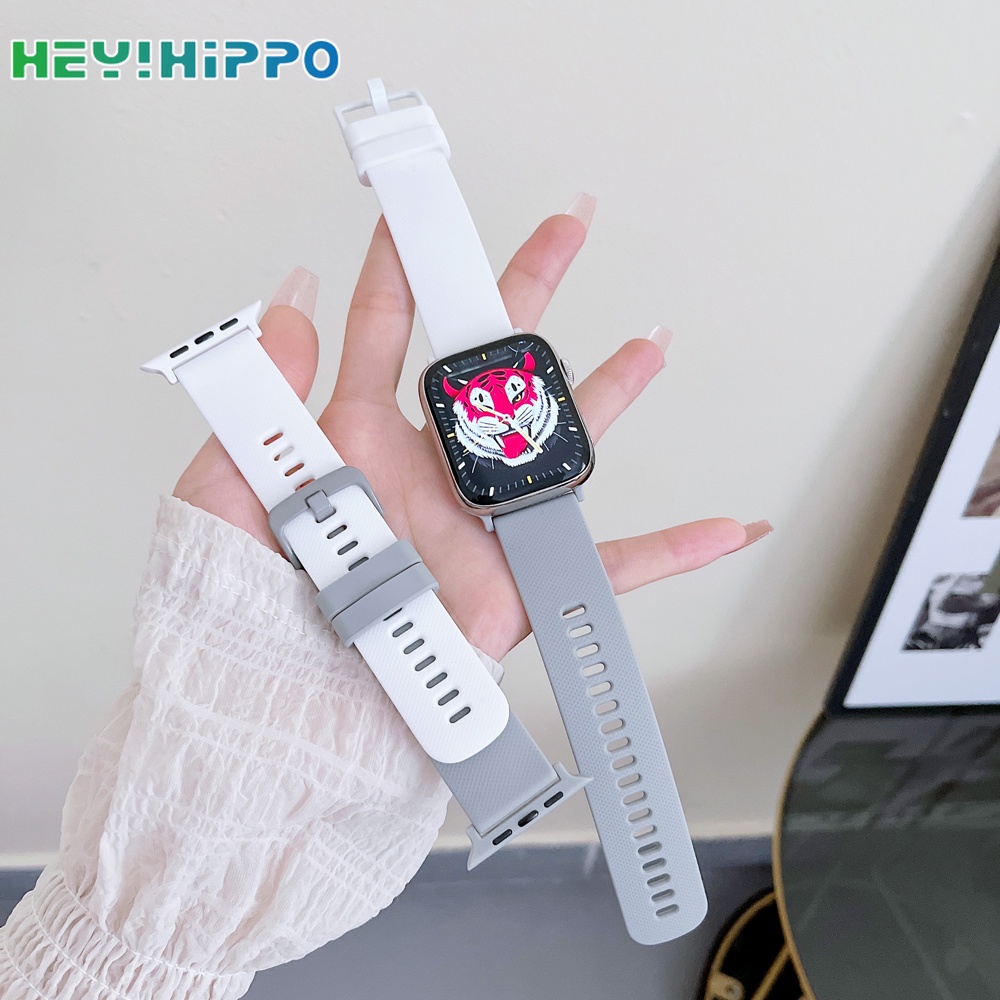 สายนาฬิกาข้อมือซิลิโคน ลายทาง สองสี สําหรับ iwatch 7 6 5 4 3 SE 45 44 4241 40 38 มม.