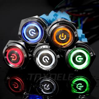 สวิตช์ปุ่มกดไฟสัญญาณ LED 12V 24V 19 มม. 1 ชิ้น