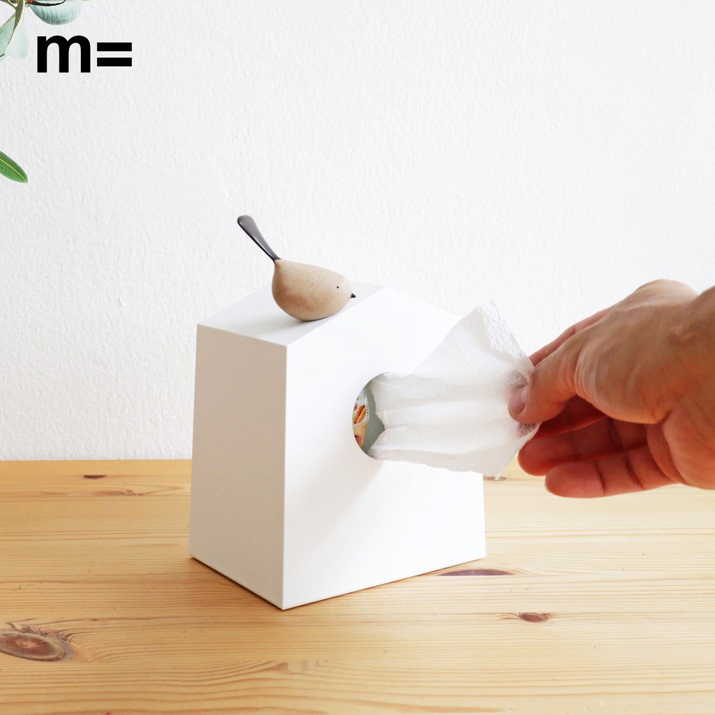minimal sculpt 🏠 กล่องทิชชู่ ทรงบ้านนก สีขาว มินิมอล มีนกไม้เกาะ มินิมอล กล่องใส่ทิชชู่ Tissue Holder Tissue Box - รูปที่ 2