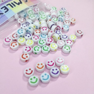 ลูกปัด Smiley หน้ายิ้ม คละสี ขนาด 7 mm. (15กรัม)