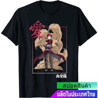 ข้อเสนอพิเศษ นารูโตะ แอนิเมชั่นญี่ปุ่น Naruto hippuden Gaara Kanji Frame Thirt teeคอกลม แฟชั่น ผ้าฝ้ายแท้ เสื้อยืด