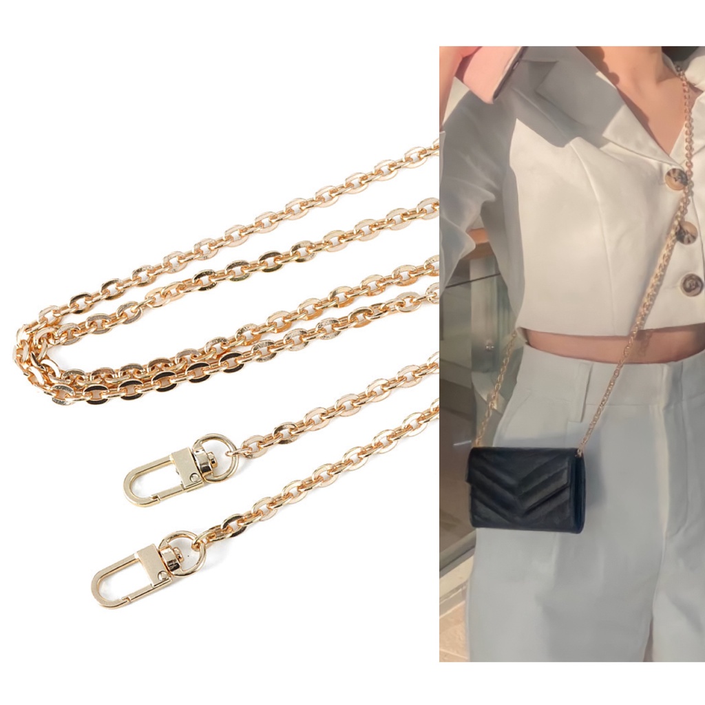สายโซ่ห้อยกระเป๋า สายคล้องกระเป๋า โซ่โลหะ เงิน สีทอง รมดำ อย่างดี ไม่ลอก พร้อมส่งจากไทย