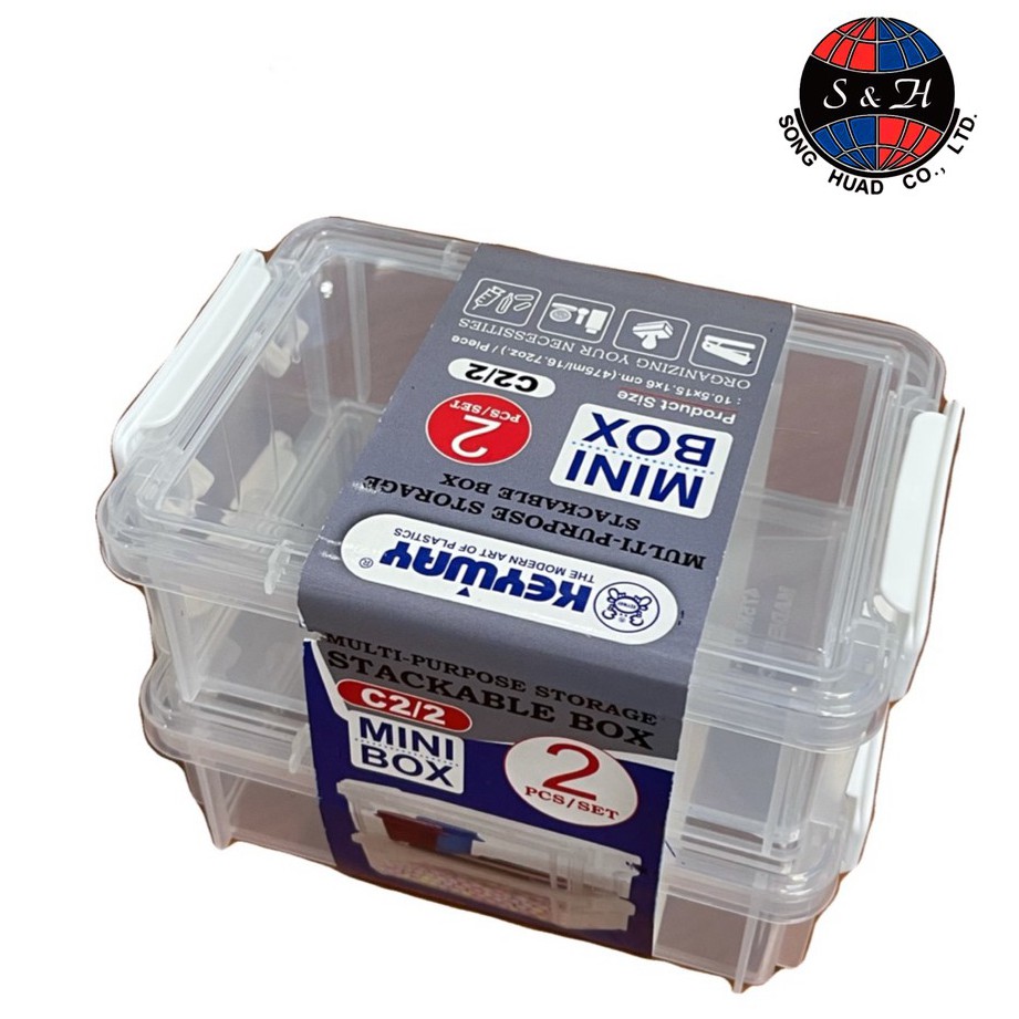 KEYWAY กล่องอเนกประสงค์มีฝาล็อคซ้อนกันได้ รุ่น C2/2 ขนาด ก10.5 x ย15.1x ส6ซ.ม.(1*2)