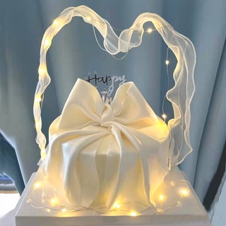 ป้ายไฟ Led ผ้าชีฟองริบบิ้น Diy สําหรับตกแต่งเค้ก