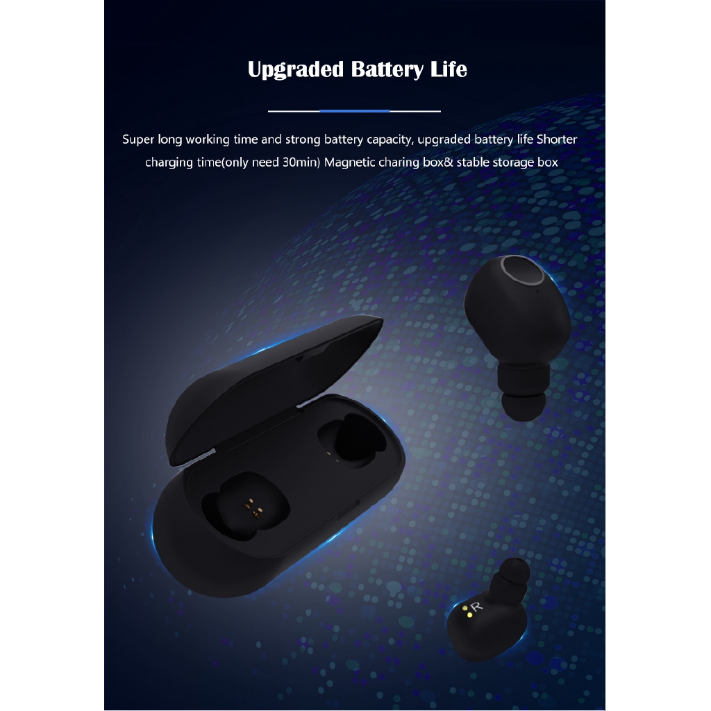 JEDXQ1 TWS5.0 Wireless Earbuds TWS5.0 In-ear Bluetooth Headset with Charging Box - Black