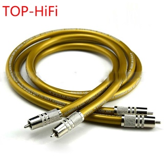 Top-Hifi สายเคเบิ้ลเชื่อมต่อเสียงโรเดียม Rca Plug Cardas Hexlink Golden 5C Audio 2RCA Male To Male