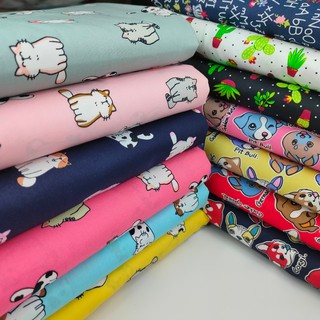 ผ้าจัดเซ็ต 1 เซ็ตมี 4 ผืน ผ้าคอตตอน 100 ลายไดโนเสาร์ ลายซาฟารี
