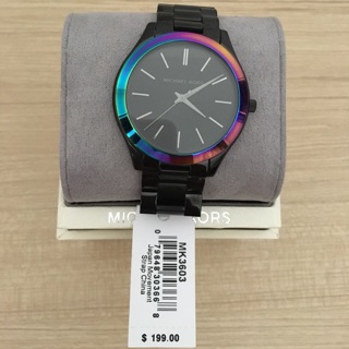 MK3603. Size 42 mm Slim Runway Iridescent Black Stainless Steel Watch