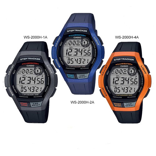Casio นาฬิกาข้อมือ Digital Men Resin รุ่นนับก้าว WS-2000H WS-2000H-1A WS-2000H-2A WS-2000H-4A