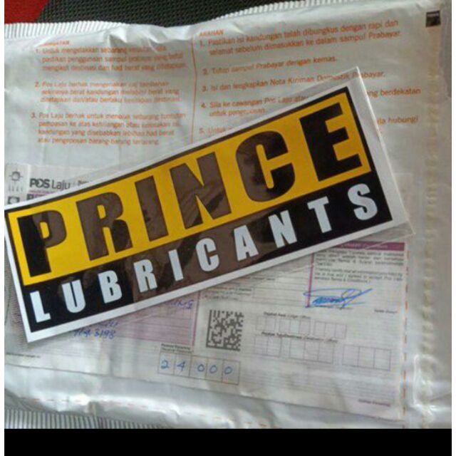 Stiker มอเตอร์เคอร์ต้า PRINCE LUBRICANTS 7 INCI