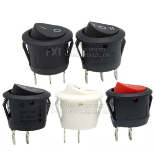 สวิตช์ปุ่มกด 20 มม. SPST 2Pin 3pin 3A 250V KCD1-105 KDC1 Fdkjgecf เปิด-ปิด ทรงกลม สีดํา แดง ขาว 5 ชิ้น