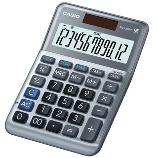 เครื่องคิดเลข สีเงิน คาสิโอ MS-120FM-W-DP Casio Silver Calculator MS-120FM-W-DP