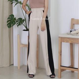 TWO TONE PANT V.3 กางเกงทูโทนทรงกระบอก ดีเทลแต่งผ้าแถบข้าง