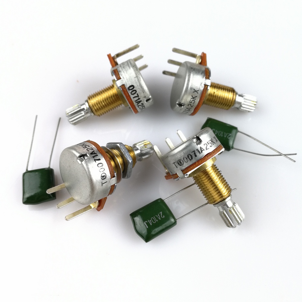 HS-1 ชิ้นเพลาทองเหลือง A25K Potentiometer (POT) สําหรับกีตาร์ไฟฟ้าเบส Active Pickup TQ 25K