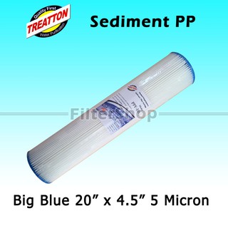 ไส้กรองน้ำ PP จีบ 20" Sediment PP จีบ Big Blue 20 นิ้ว x 4.5 นิ้ว 5 Micron Treatton