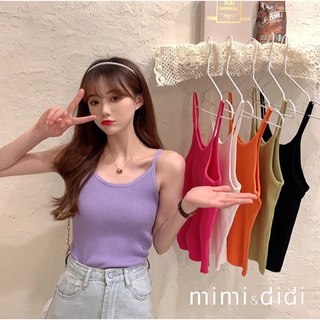 mimi&amp;didi(พร้อมส่ง)สายเดี่ยวไหมพรมนิ่มสีพื้น แมทช์ง่ายมาก(K245-1)