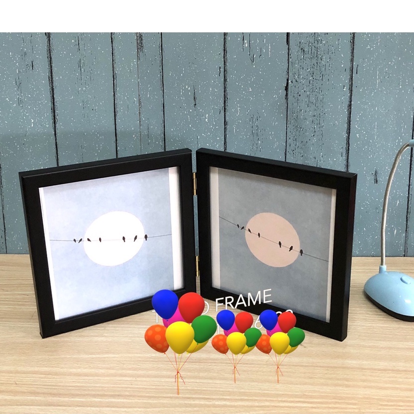 กรอบรูปคู่บานพับสี่เหลียม!!!TMT Frame!!!กรอบรูปของขวัญ  ใส่รูปภาพขนาด 4x4", 5x5", 6x6", 7x7", 8x8", 
