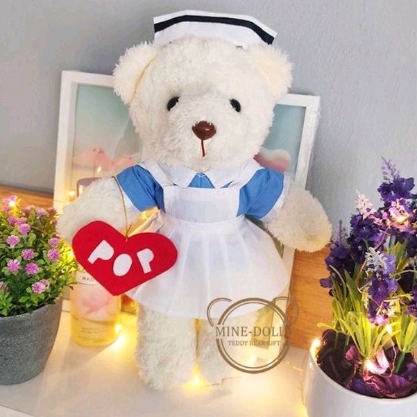 ฟรี!ติดชื่อ ตุ๊กตาพยาบาลTeddy​ bear​ nurse gift​ นักเรียนพยาบาล ของขวัญรับหมวก​ ขนาด 12 นิ้ว/16นิ้ว/
