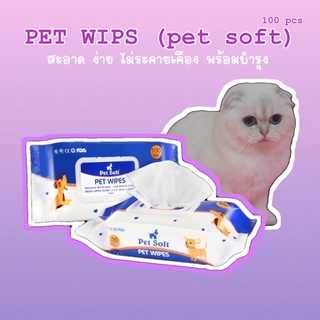 ผ้าเปียกเช็ดตัวสุนัข และแมว( Pet Soft )