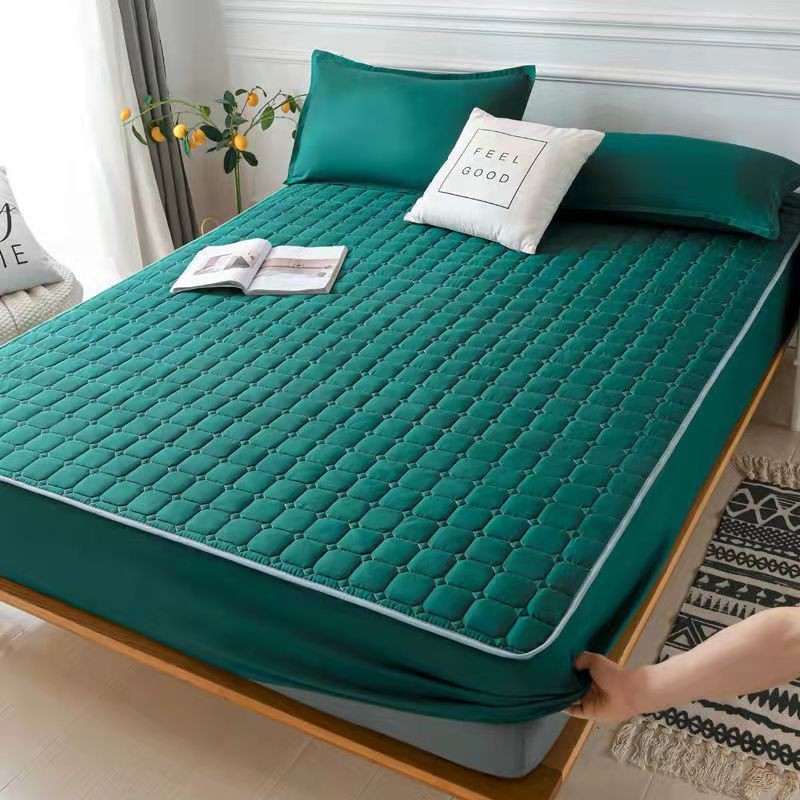 สินค้าใหม่ 🍒 ผ้ารองกันเปื้อนที่นอน ผ้าฝ้าย 100% หนา ที่นอนสีทึบ แผ่นกันลื่น ที่คลุมกันฝุ่น 3.5 ฟุต /