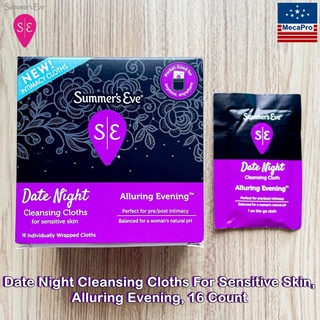 Summers Eve® Date Night Cleansing Cloths For Sensitive Skin, Alluring Evening, 16 Count แผ่นทำความสะอาดจุดซ่อนเร้น