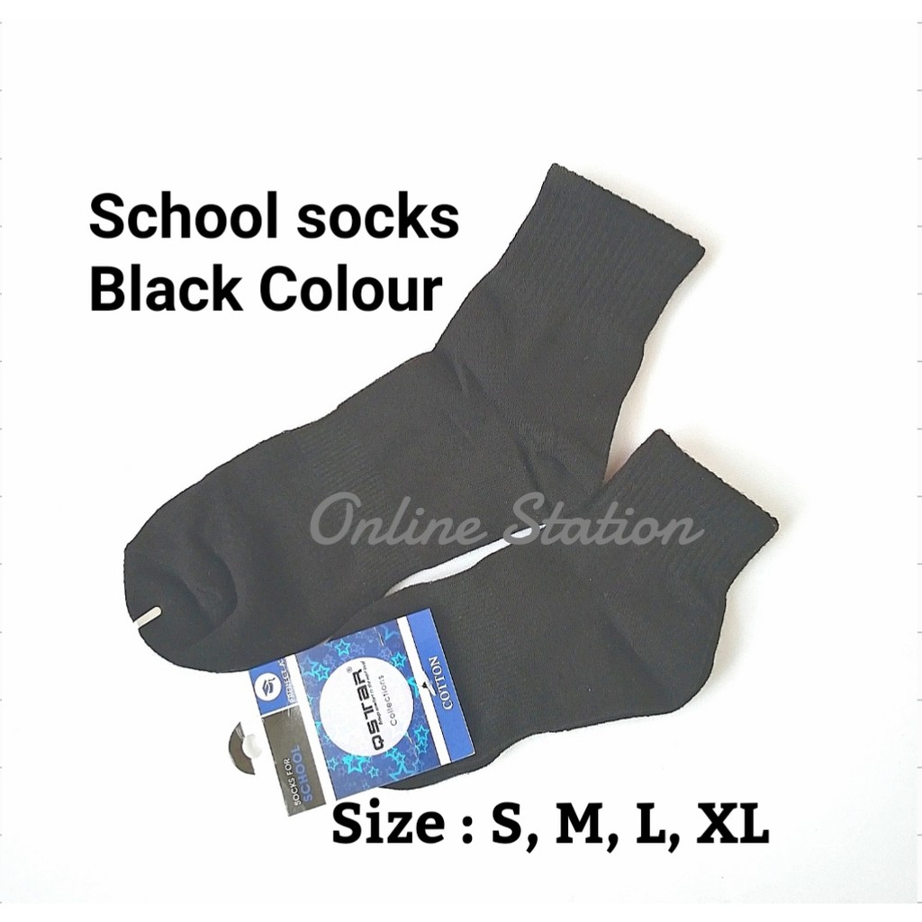 ''GOOD QUALITY ผ้าฝ้ายนุ่ม Anti Smell Premium Black Socks / School Socks /Stokin Hitam cotton