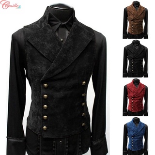 CAMILLES - -1 * Men Gothic Medieval Double Breasted Waistcoat Cosplay Costume Victorian Vest-【Mens-fashion】