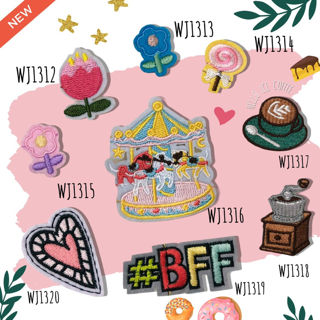 DIY Patches ตัวรีดติดเสื้อผ้า กาวในตัว กระเป๋า รองเท้า รีดกับวัสดุที่เป็นผ้าได้หลากชนิดหรือนำไปเย็บ ปะเสื้อผ้า งานปักผ้า