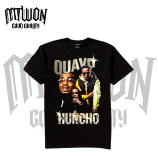 คอตต้อนคอกลมQuavo HUNCHO เสื้อยืด ผ้าฝ้าย สีดํา โอเวอร์ไซซ์ สําหรับผู้ชาย ผู้หญิง 30s 24sS-5XL