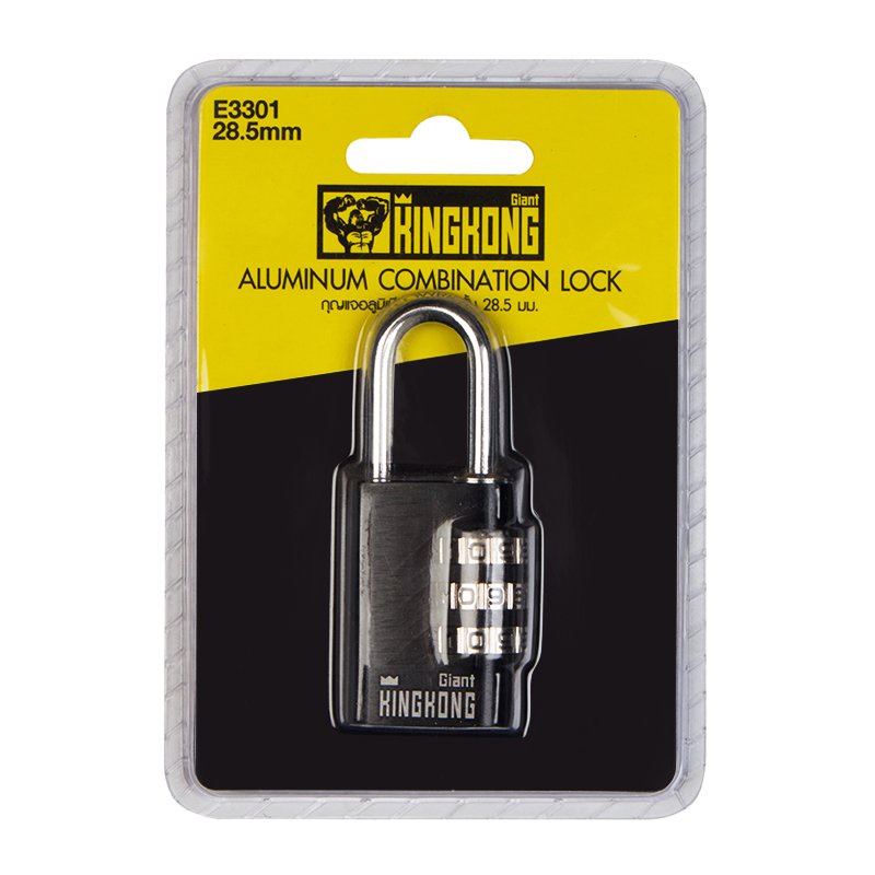 Therichbuyer  กุญแจแบบรหัส 3 รหัสคล้องคอสั้นอะลูมิเนียม GIANT KINGKONG รุ่น E3301-BK ขนาด 28.5 มม. ส