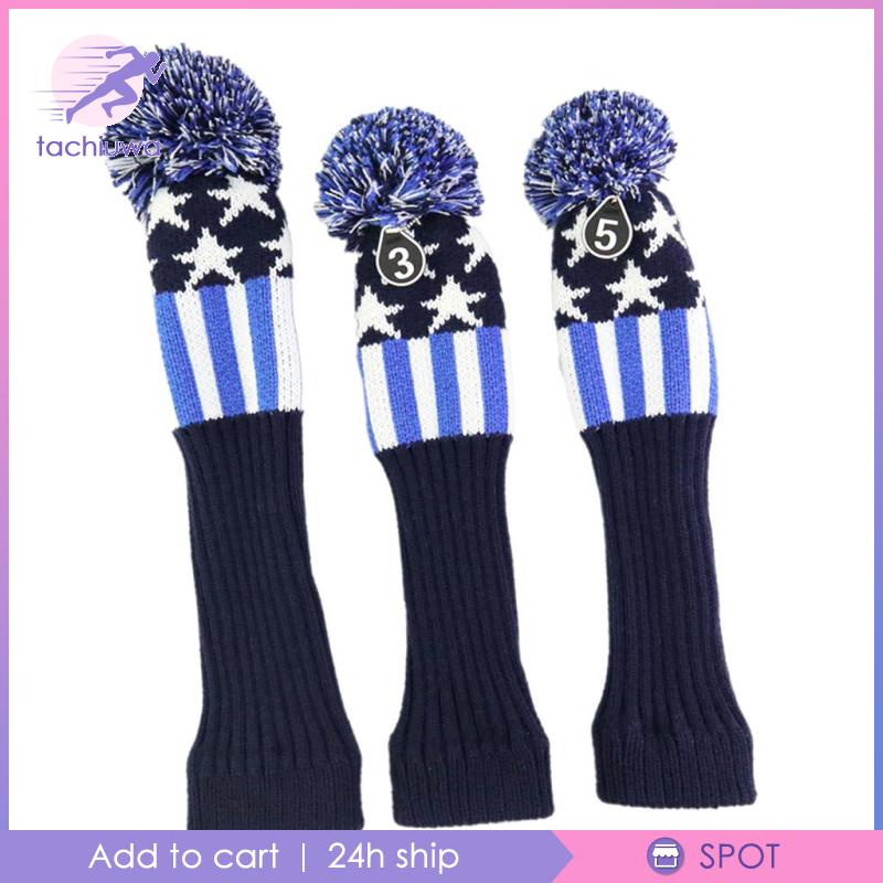3pcs Golf Pom Pom Knit Headcover Fairway Woods Driver Hybrid Head Covers #8