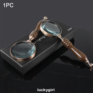 70mm 10X Antique Handheld Portable Wood Handle Inspection Handcraft For Reading Magnifier