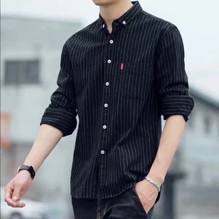 [การจัดส่งในท้องถิ่น] เสื้อเชิ้ตแขนยาว ทรงหลวม สไตล์เกาหลี วินเทจ แฟชั่นสำหรับผู้ชาย ขนาด