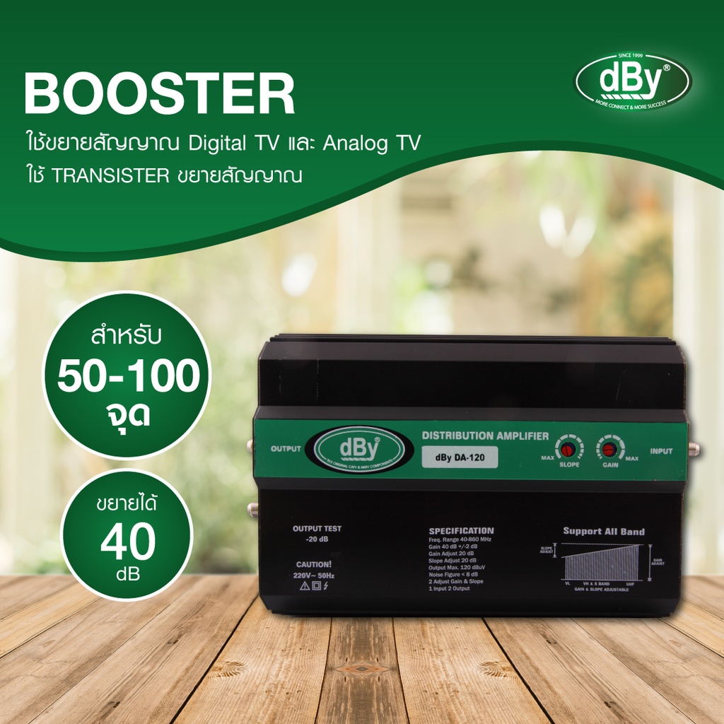 dBy-DA120 Booster บูสเตอร์ขยายสัญญาณ Digital TV และ Analog TV  ใช้ TRANSISTER ขยายสัญญาณ Leotech