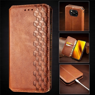 เคสโทรศัพท์กันกระแทก เคสหนังฝาพับ Xiaomi Mi POCO X3 NFC Pro / X3NFC X3Pro X 3 Card Slot Phone Case PU Luxury Leather Wallet Magnetic Attraction Flip Cover Dark Green Business Stand Casing Holder