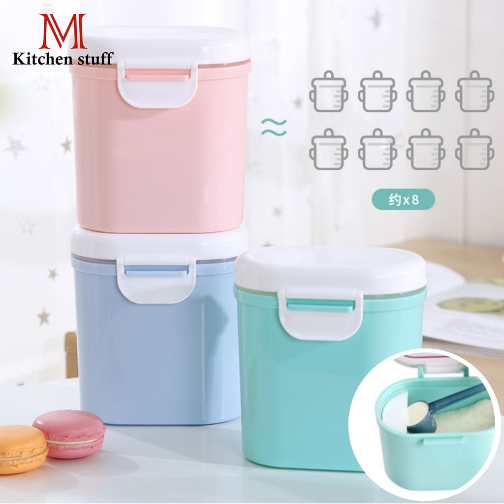 M KITCHEN กระปุกสูญญากาศ ขนาดใหญ่ ฝาปิด2ชั้น (400g) กล่องใส่โปรตีนผง กล่องแบ่งนมผง กล่องเก็บนมผง (A0)