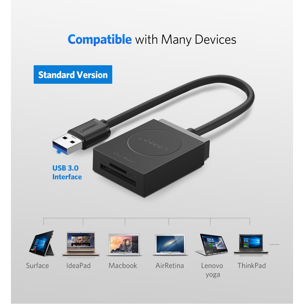 Ugreen (20250)Card Reader Mini USB 3.0 SD Micro SD TF Memory Cards Reader USB SD Adapter(standard Ve