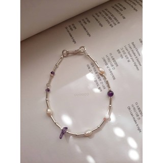 Silver Bracelet  Mix Stones Amethyst