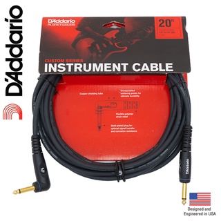 DAddario® PW-GRA-20 สายแจ็คกีตาร์ 6m / 20ft แบบหัวงอ อย่างดี , Custom Series Instrument Cable ** Designed and Engineere