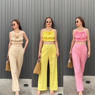 Hot cami set 2 pcs ชุดเซท2ชิ้น  งานสุดฮอตเสื้อสายเดี่ยวผูกหลัง งานสุดเซกซี่