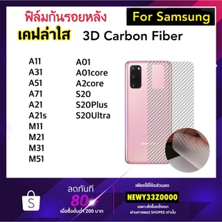 ฟิล์มหลัง Kevlar เคฟล่าใส For Samsung A01 A01Core A2core A11 A31 A51 A71 A21 A21S M11 M21 M31 M51 S20 20Plus S20Ultra