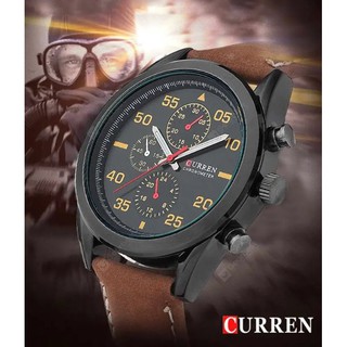 นาฬิกา CURREN 8156 MENS FASHION PU LEATHER BAND WATCH(BLACK-BROWN)