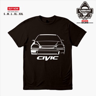 เสื้อยืดผ้าฝ้ายพิมพ์ลายแฟชั่น เสื้อยืด พิมพ์ลายรถยนต์ Honda Civic Ferio