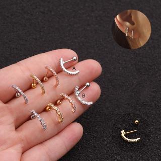 ต่างหูสตั๊ดเกลียว Tragus Conch Rook Lobe Screw Back 1 ชิ้น