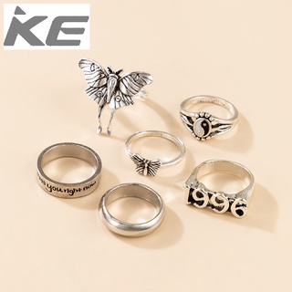 exaggerated ring special-shaped butterfly generation sense Tai Chi silver 6-piece letter ring