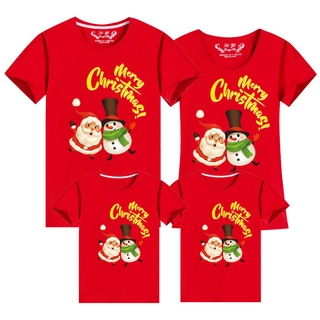 TT-Santas Merry Christmas Family T Shirt 11 Colors Plus Size Family Matching Set Tee Clouthing C7008