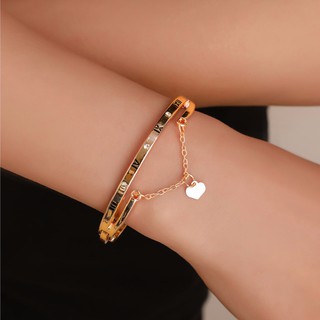 heart charm rhinestone bracelet กำไลข้อมือสีทอง