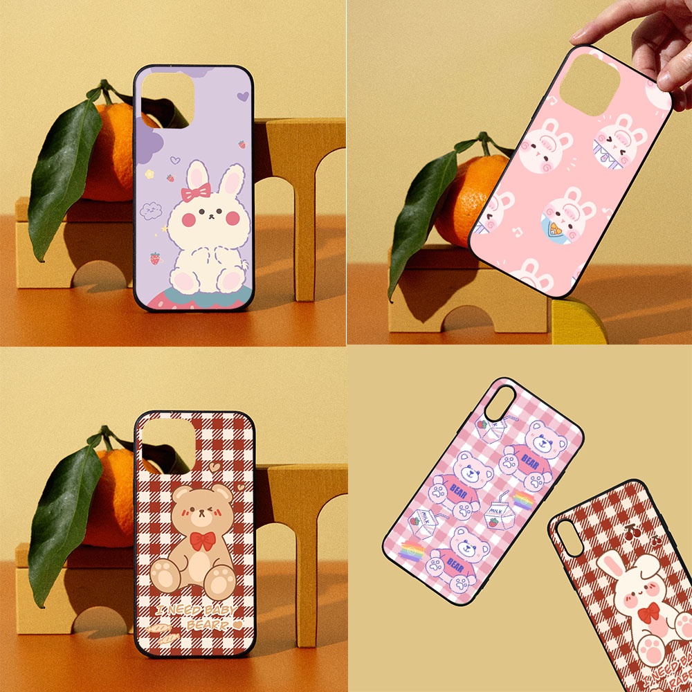 ซิลิโคนTPUสําหรับRealme Narzo 20 XT 9 8I X2 50I 30A 9I 8 Pro Plus Soft MY-207 กระต่ายและหมี