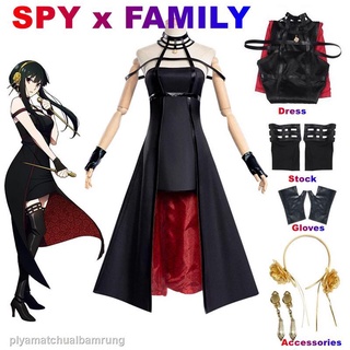 ☃◆✜ชุดคอสเพลย์อนิเมะ Spy Family Yor Forger Killer Assassin Gothic แบบหนัง สีดํา